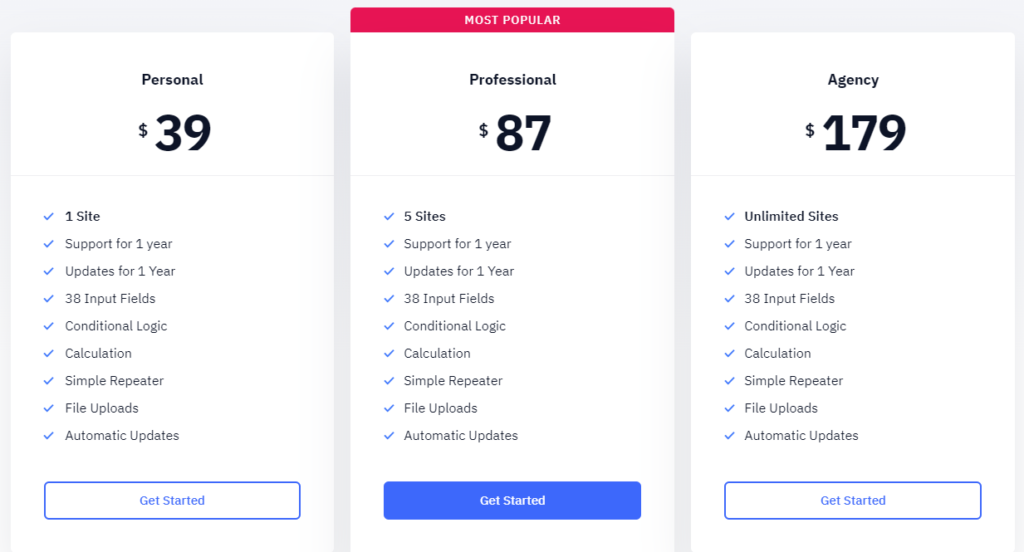 Best Contact Forms For WordPress: Metform Pricing