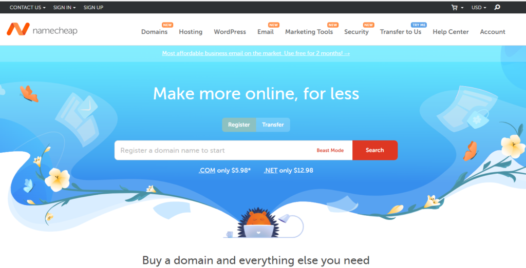 Best Hosting Sites For Bloggers: Namecheap
